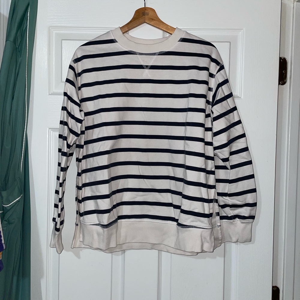 H&M Navy and White Striped Sweatshirt